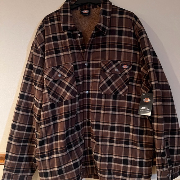 Dickies Other - Dickies Men's Brown Plaid, Sherpa Lined, All Snap Shirt Jacket